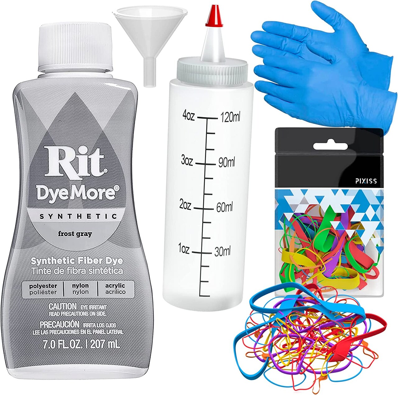Synthetic Rit Dye More Liquid Fabric Dye Frost Gray, Pixiss Rit Dye Accessories Kit